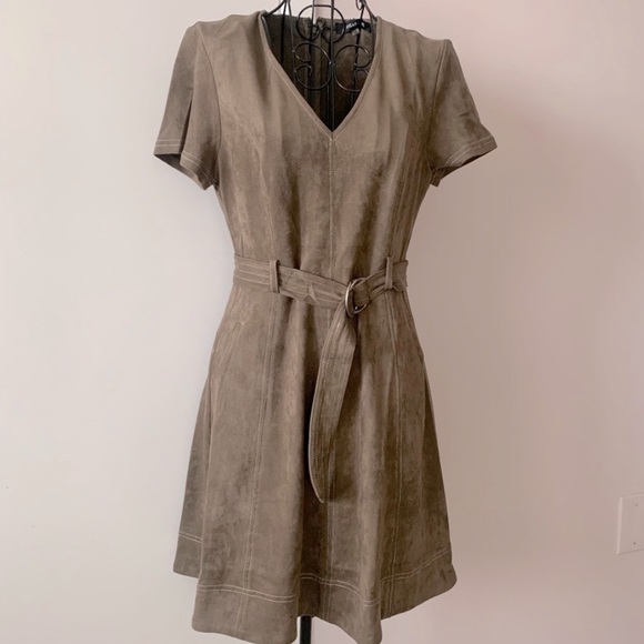 NWT SugarLips Olive Faux Suede Dress - Picture 8 of 12